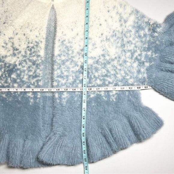 Calligraphie Soft Fuzzy Poncho Cape Sweater Ruffle Small - Picture 8 of 9
